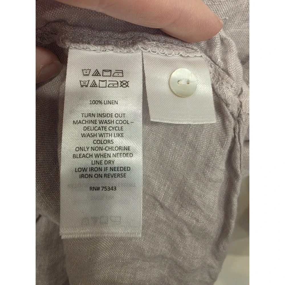 Sigrid Olsen 100% Linen Button Front Shirt Women's 1X Minimalist Elevated Basics - Picture 3 of 4